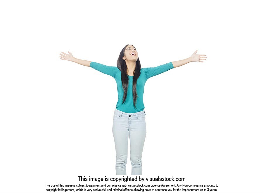 Happy Young woman Arms Outstretched