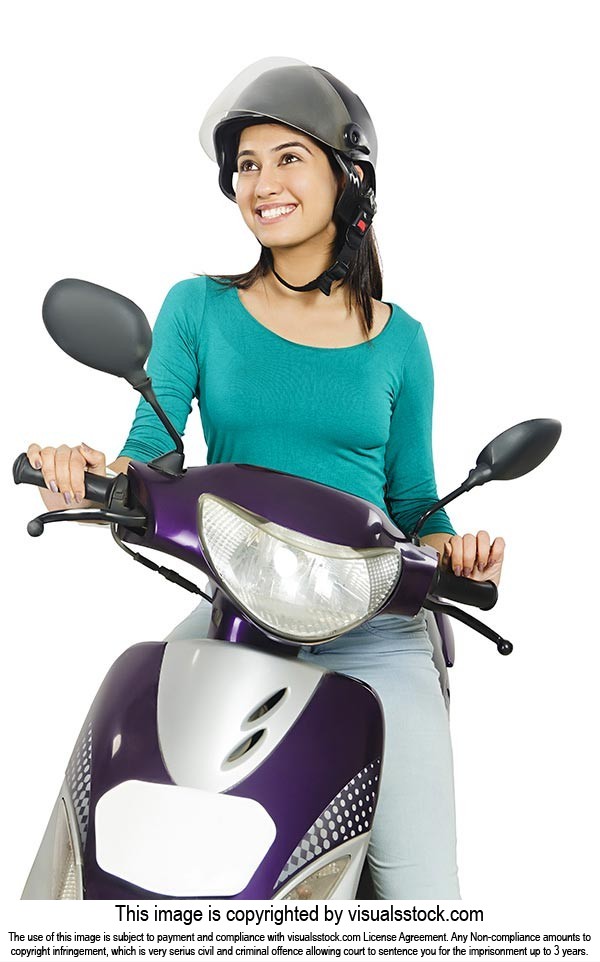 Young woman Riding Scooty