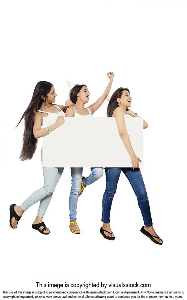Teenager Girls Holding Message board