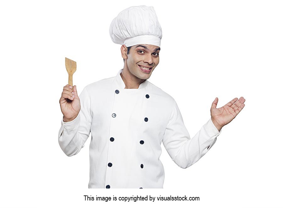 Indian Chef Showing Spatula Gesturing Hand