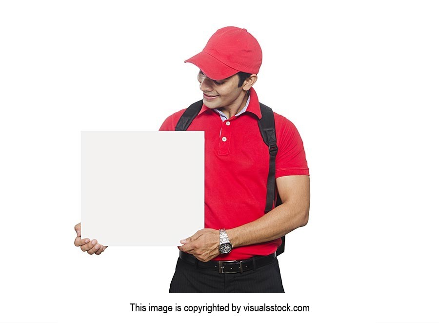 Indian Delivery Guy Holding Cardbox