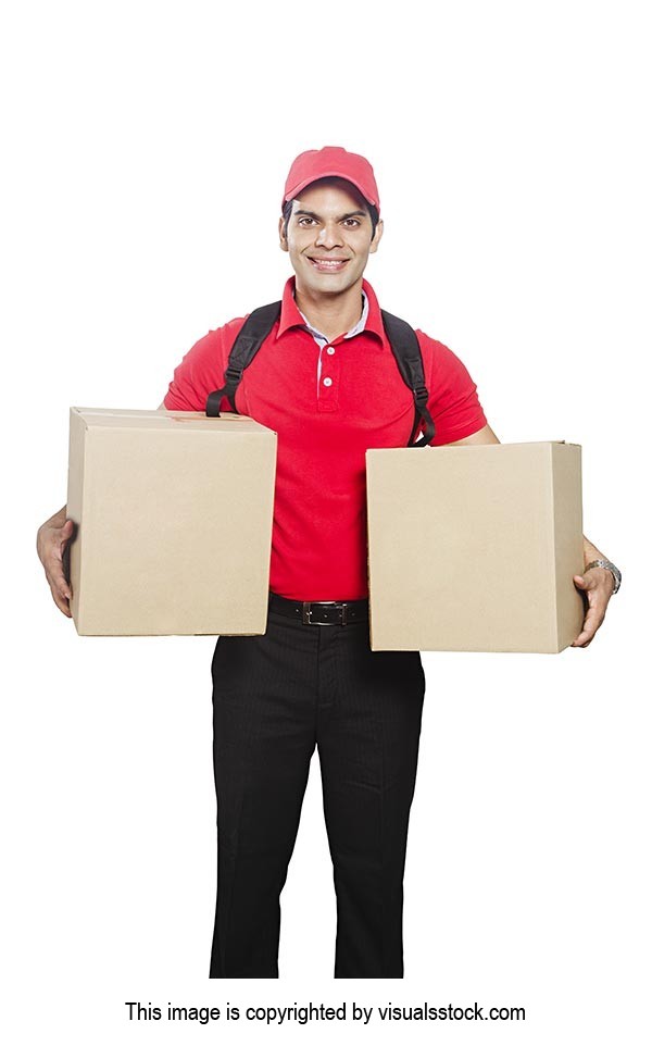 Delivery Man Worker Carrying Boxes