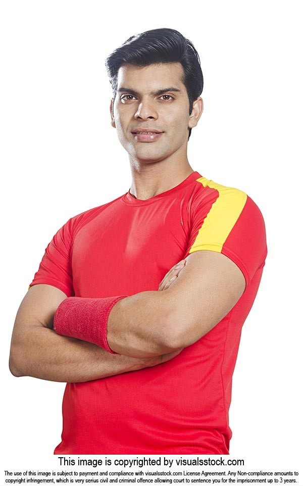 Indian Football Player Red Sports Uniform