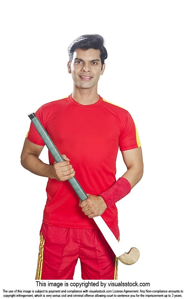 Indian Sports Hockey Player Holding Hockey Stick