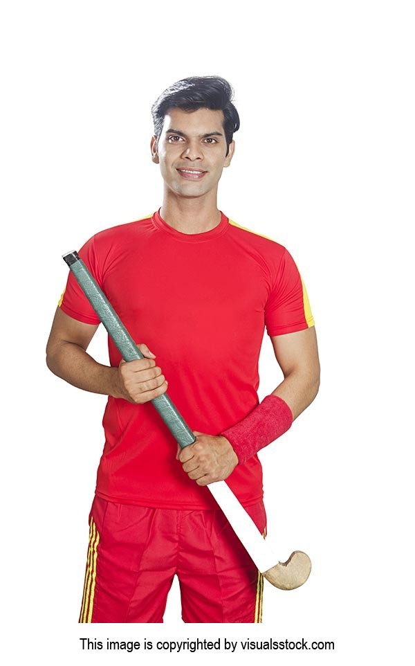 Indian Sports Hockey Player Holding Hockey Stick