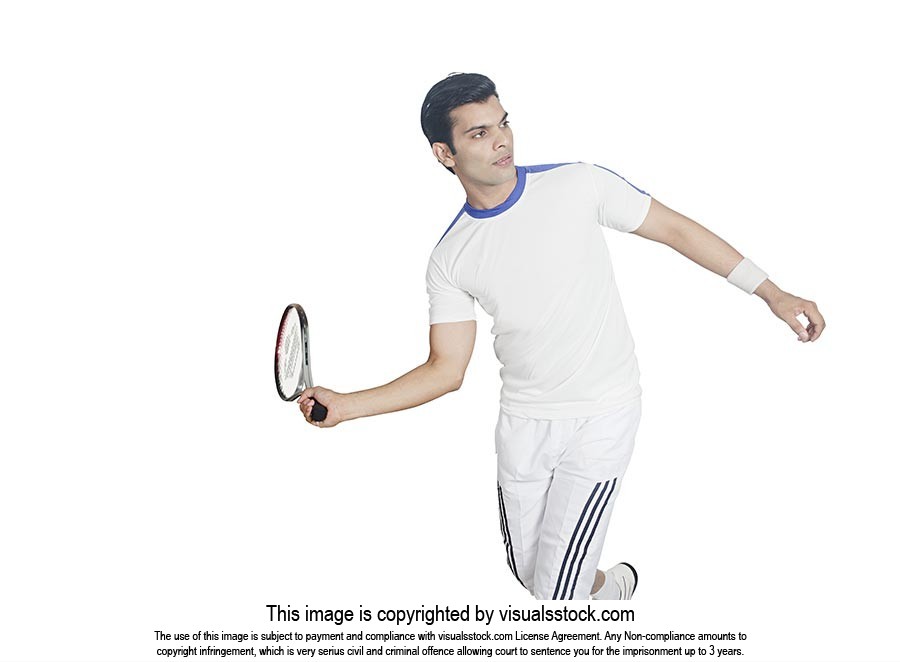 Indian Athlete Man Playing Tennis Racket