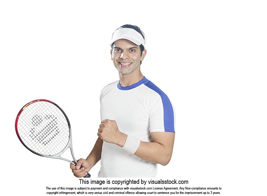 Indian Man Tennis Player Celebrating Success