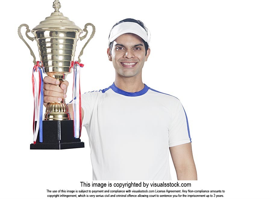 Indian Tennis Player Trophy Cup Victory