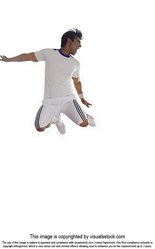 Sports Man Jumping Mid-air Shouting