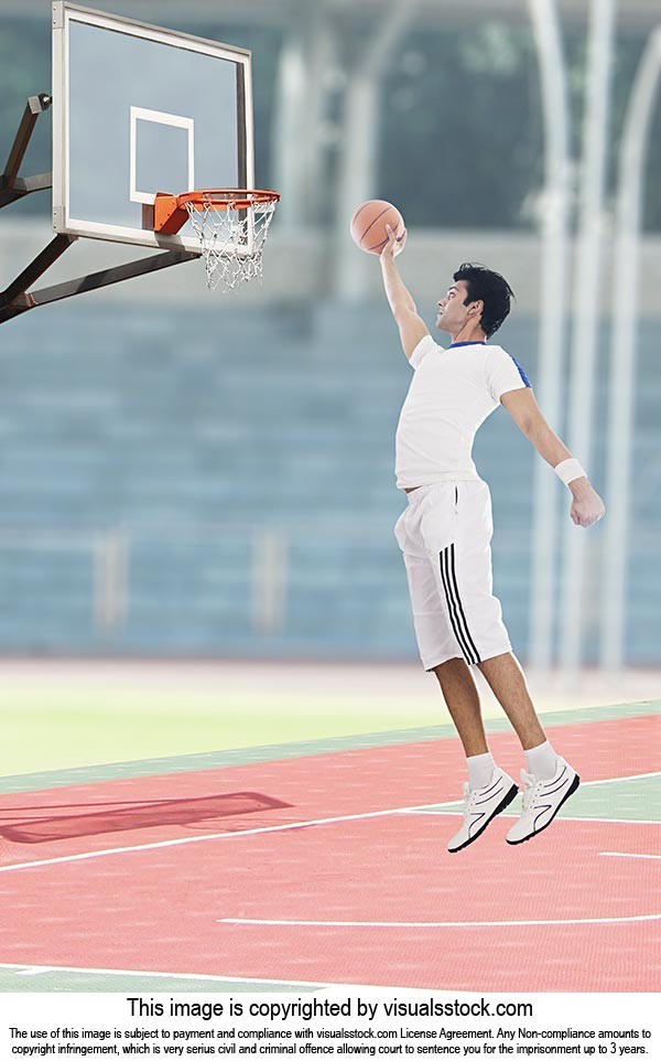 Sports Man Jumping Basketball Basketball court