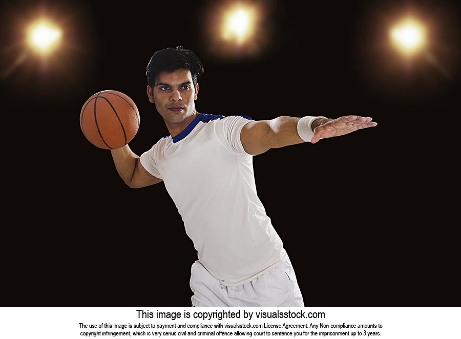 Indian Sports Man Player Throwing Basketball