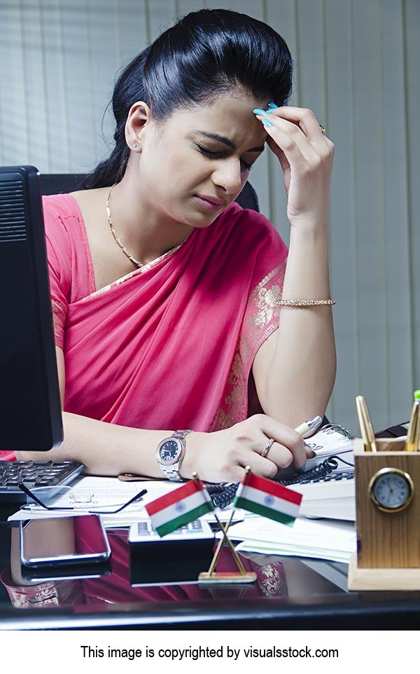 Business Woman Headache Office