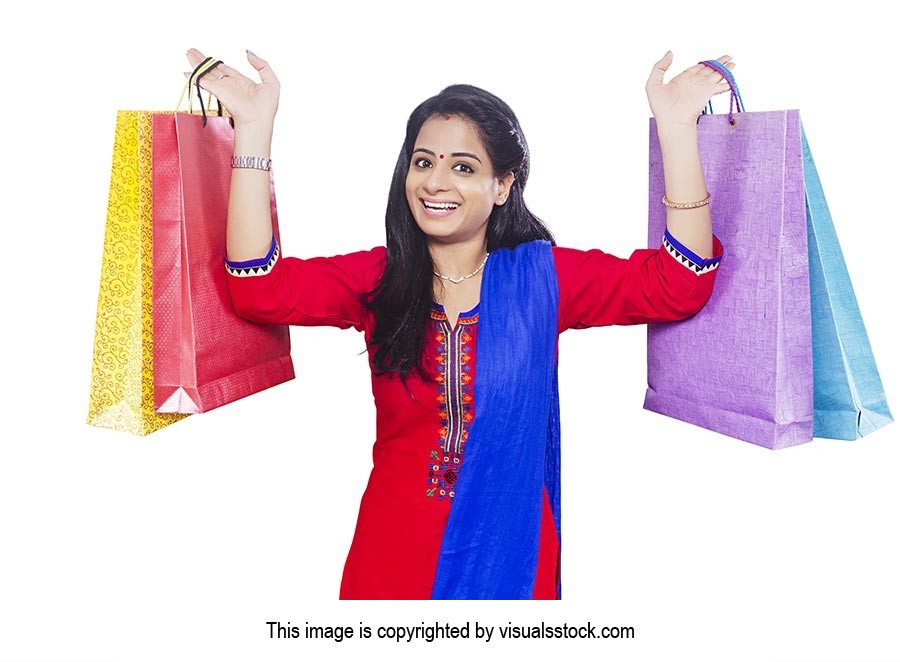 Indian Woman Shopping Bags Showing