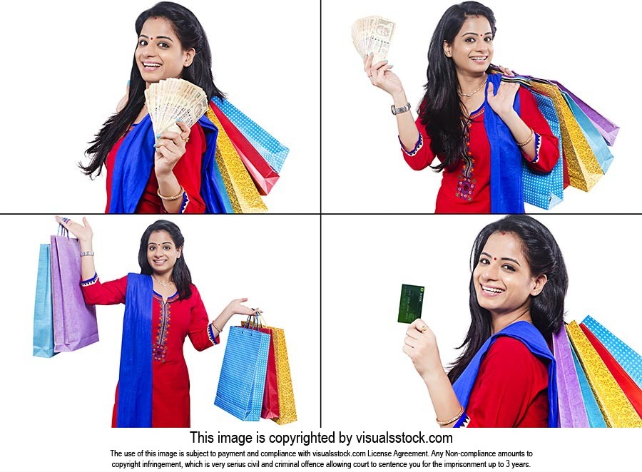 Montage Photo Women Shopping Money
