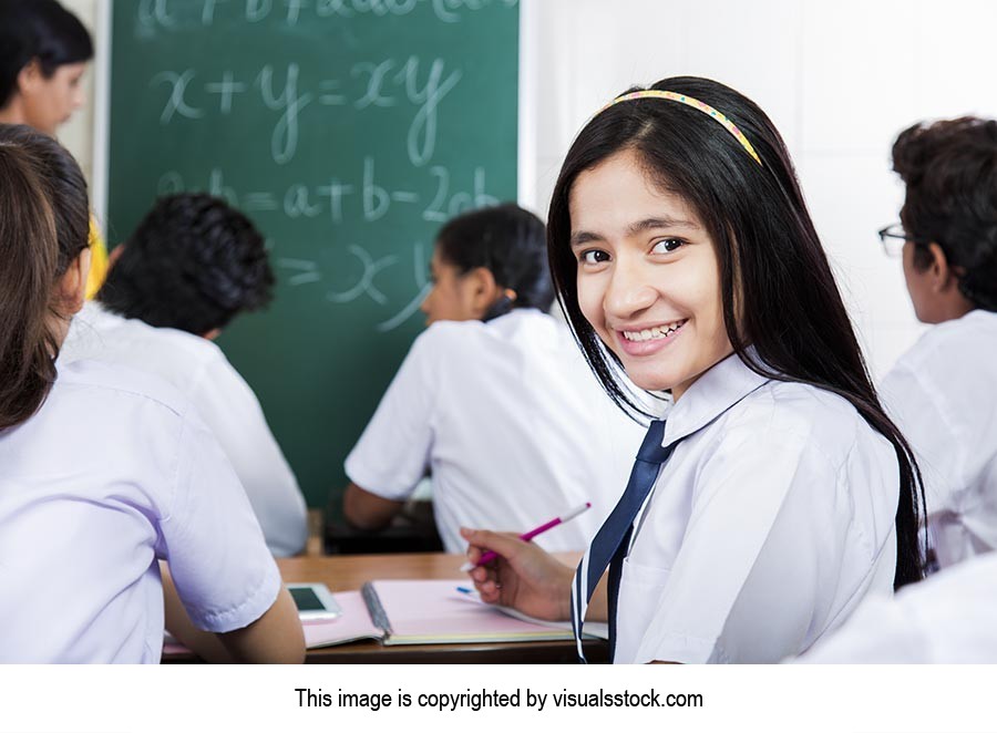 Group School Students Studying Classroom