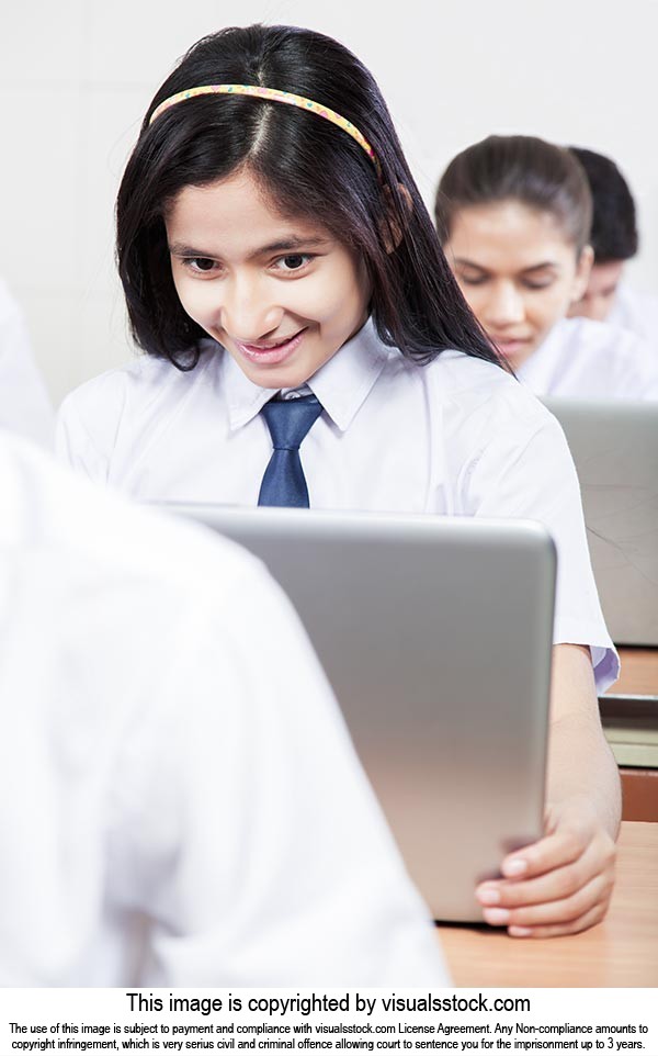 School Girl Education Laptop