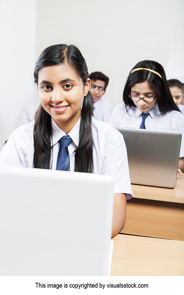 School Students Laptop Studying