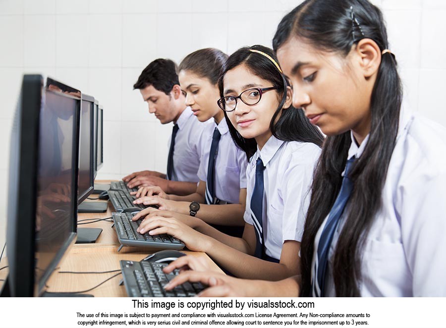 School Students Computer Technology