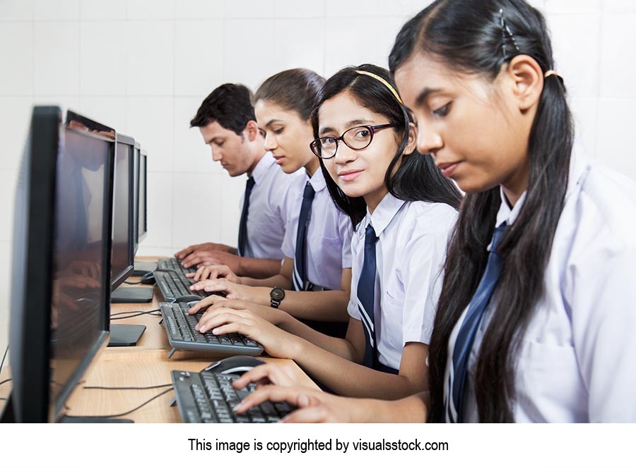 School Students Computer Technology