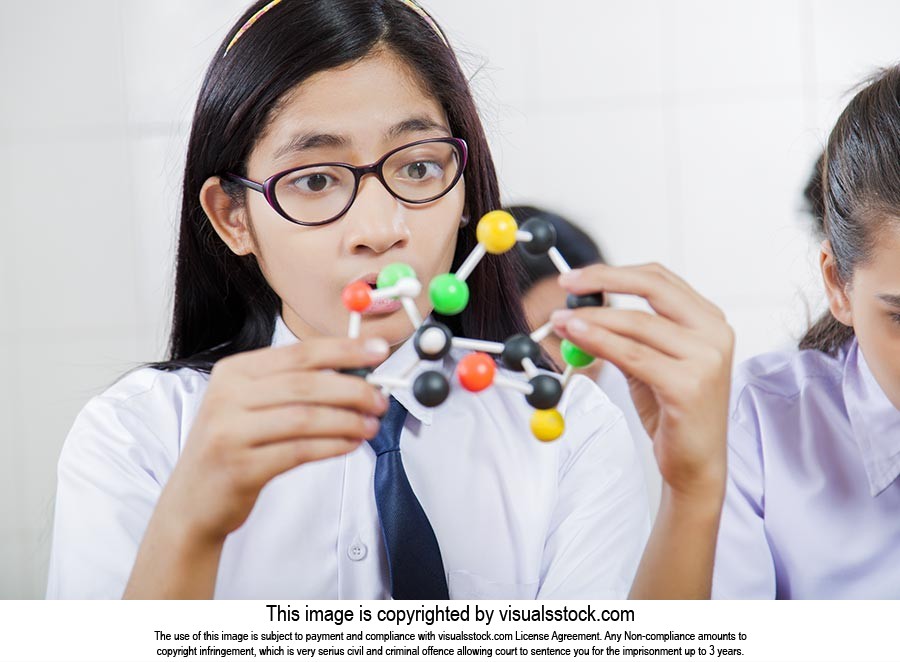 Girl Student Study Molecular