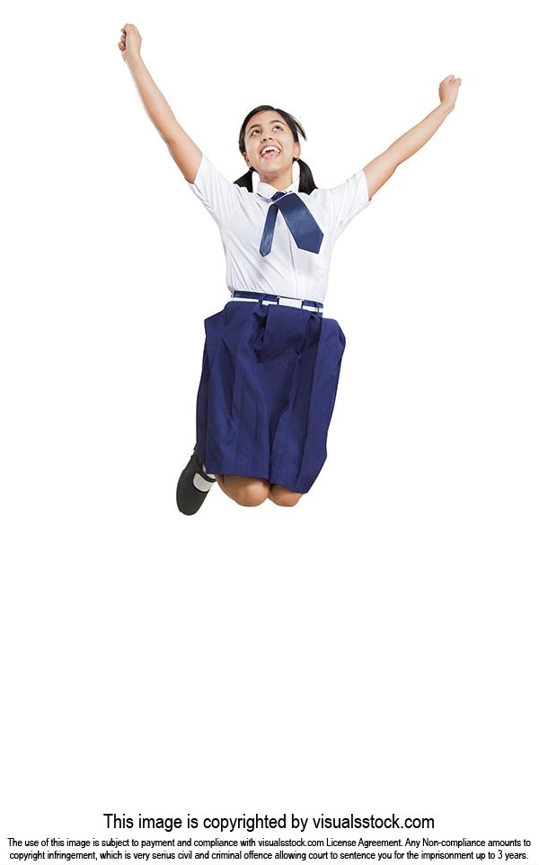 School Girl Student Jumping
