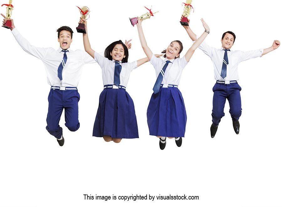 Teenagers Students Trophy Jumping