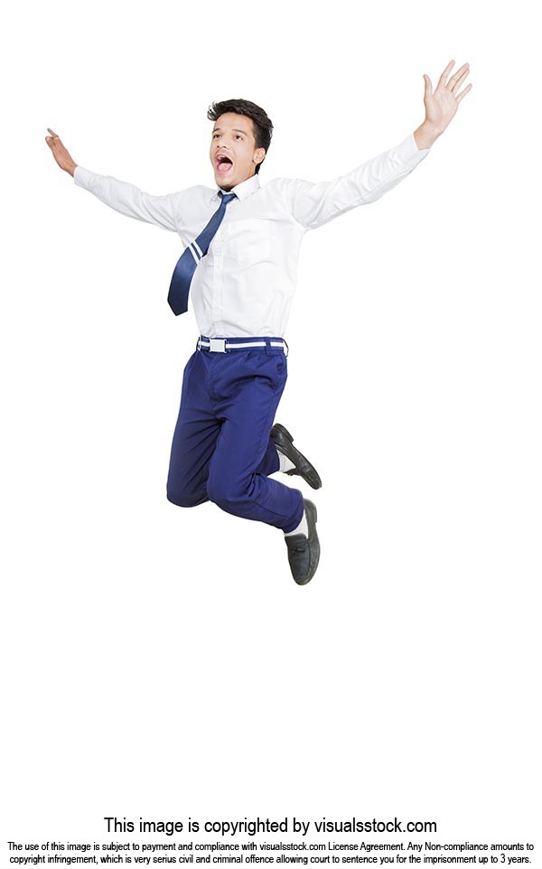 School Boy Student Jumping
