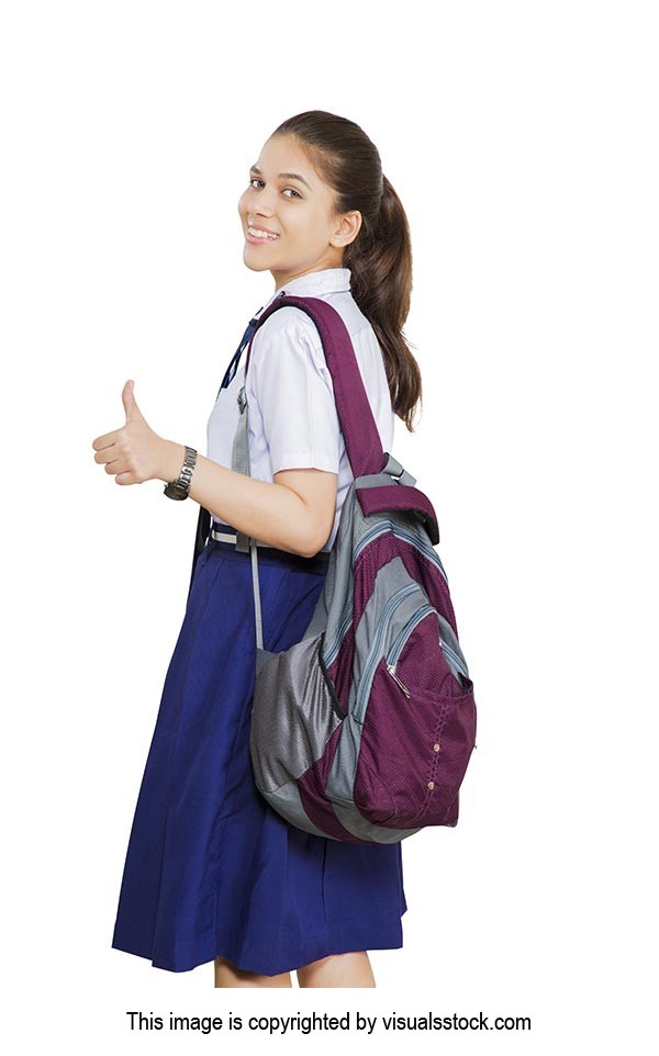 School Girl Turning Thumbs up