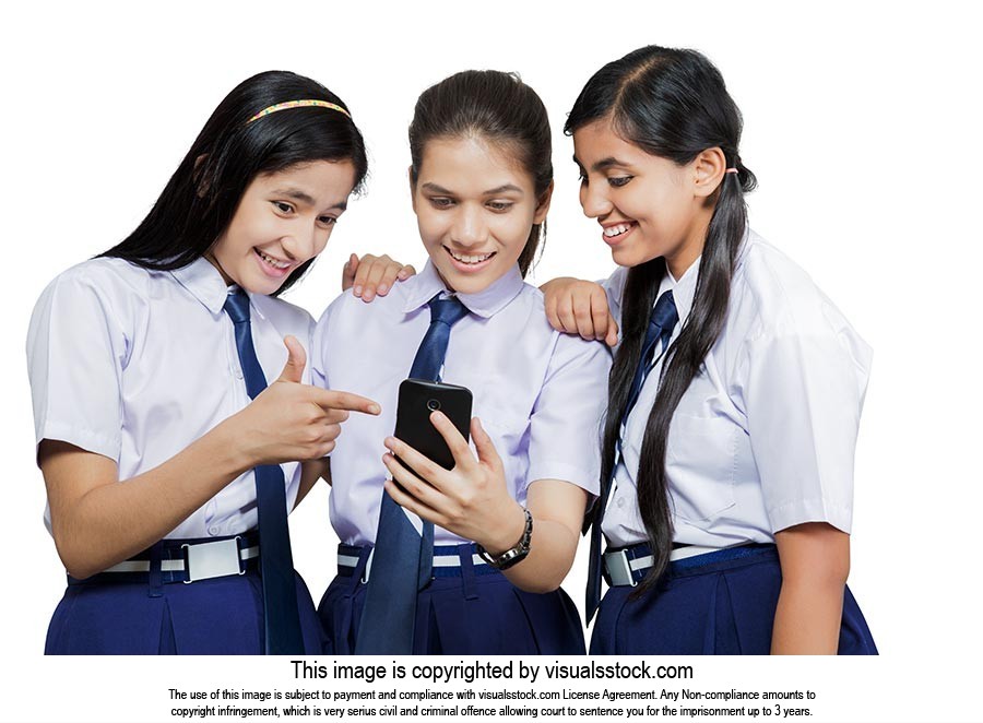 Girls School Students Phone Messaging