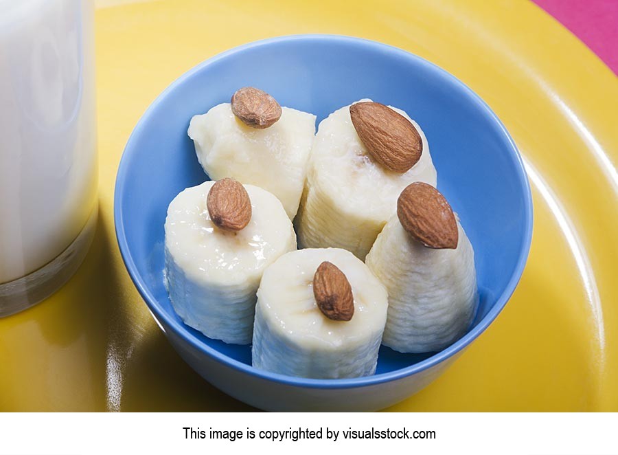 Almond ; Arranging ; Badam ; Banana ; Bowl ; Break