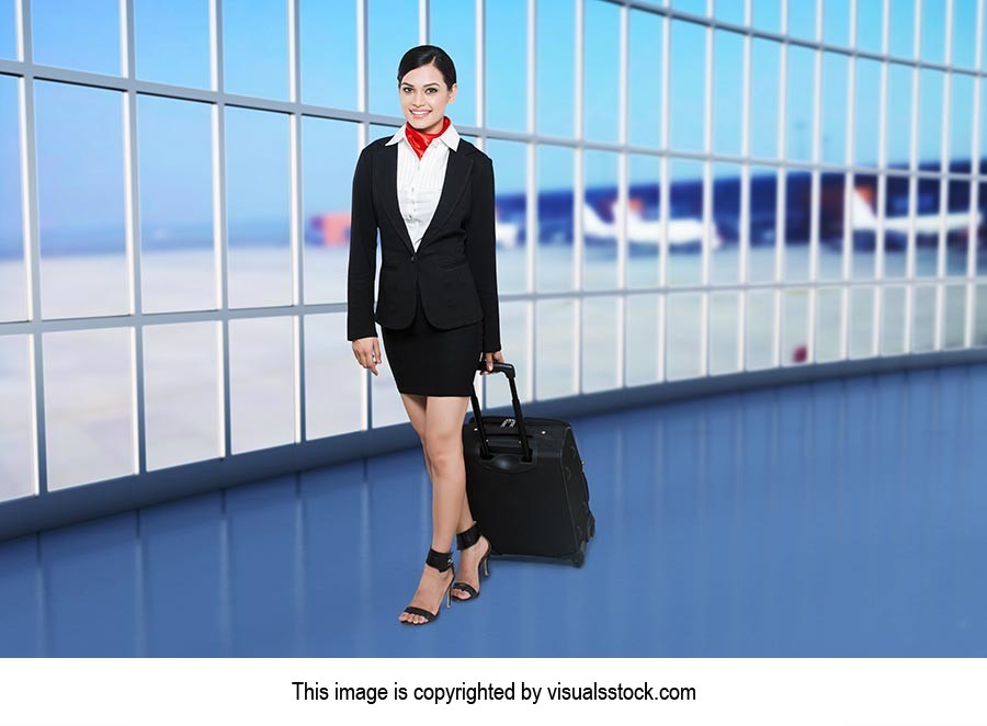 Air Hostess Walking Airport