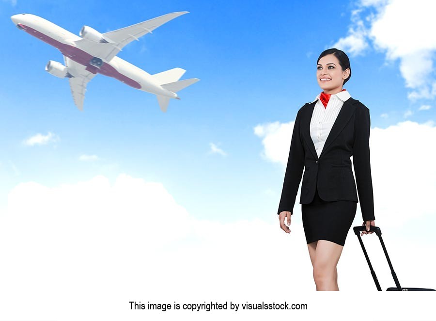 Air Hostess walking Airport