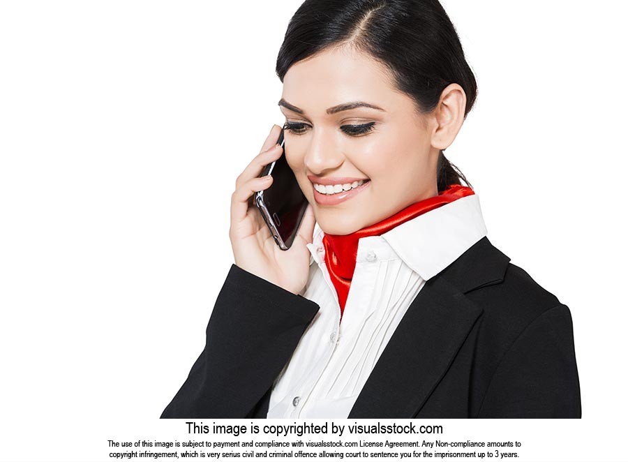 Airhostess Woman Talking Phone