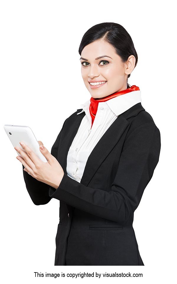 Air hostess Tablet Chatting