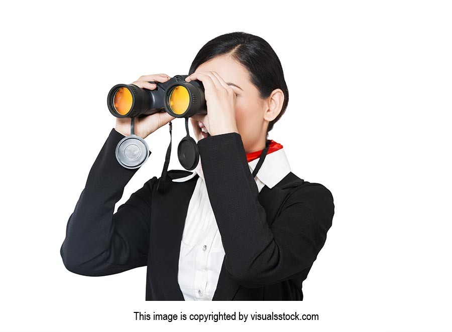 Airhostess Searching Binoculars