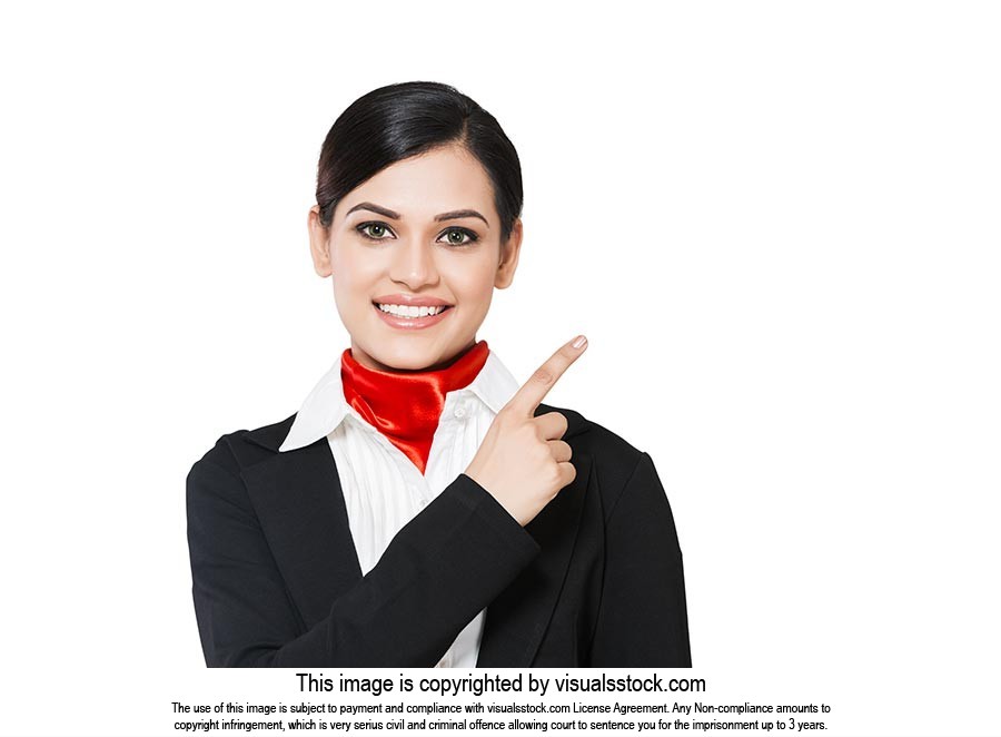 Airhostess Pointing Adult woman