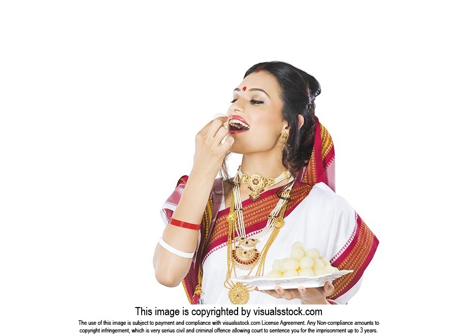 Bengali Woman Sweets Eating