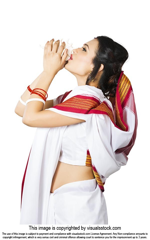 Bengali Woman Blowing Conch