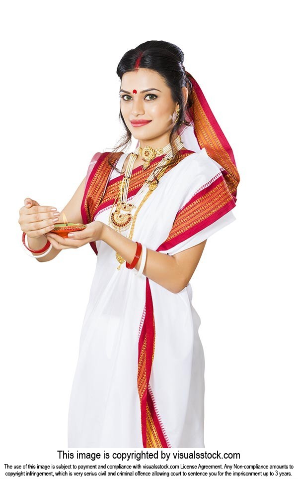 Bengali Woman Holding Diya
