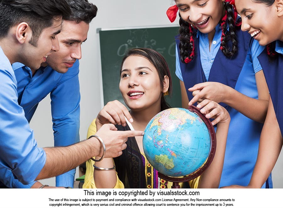 Teacher Students Globe Explaining
