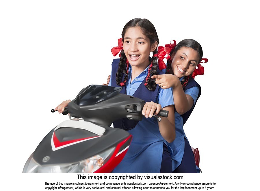 School Girls Riding Scooty