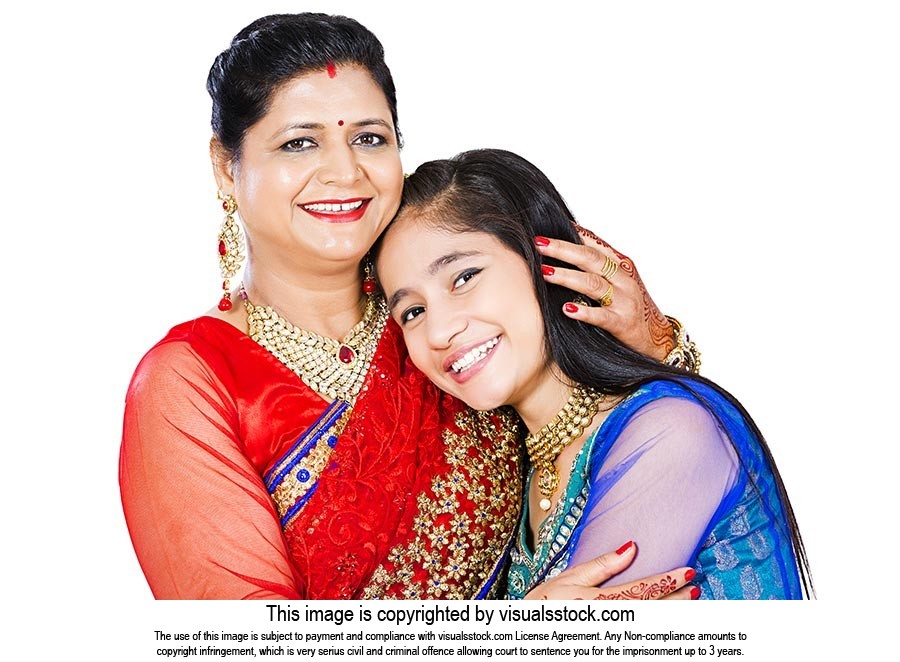 Indian Mother Hugging Daughter