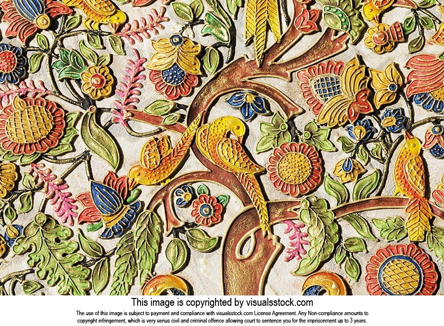 Arts ; Background ; Birds ; Branch ; Carving ; Clo