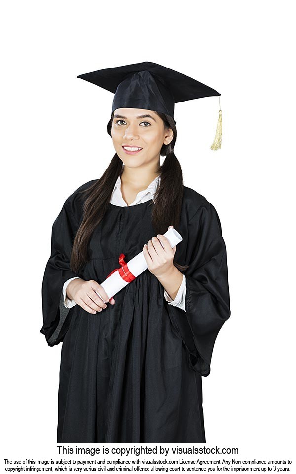 Smiling Indian Female Graduate Student Holding A Diploma Degree