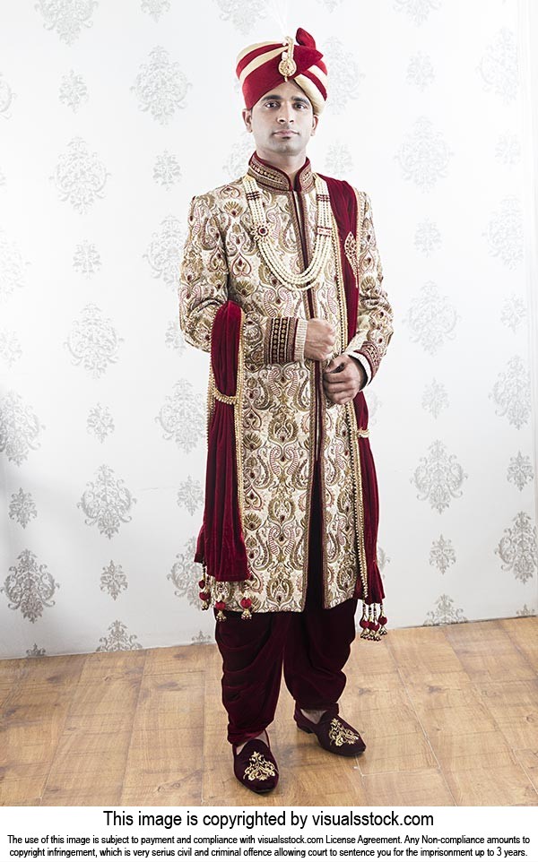 Indian Groom Marriage Wedding Ceremony Wearing Sherwani