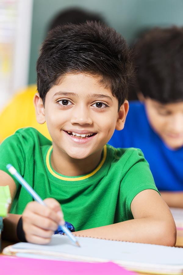 Little Boy School Student Studying Writing Notebook Education Learning