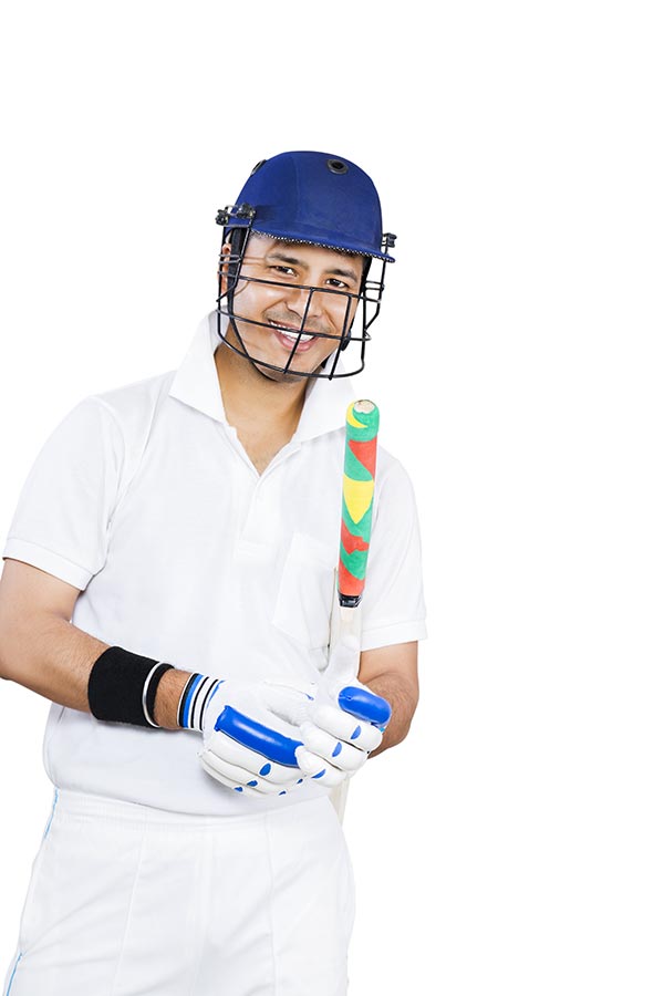 Indian Sport man Cricket Player Wearing Gloves Getting Dressed Playing