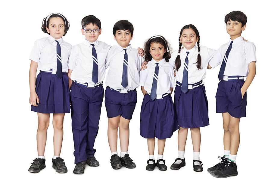 Indian Group School Children Students Friends Standing Together