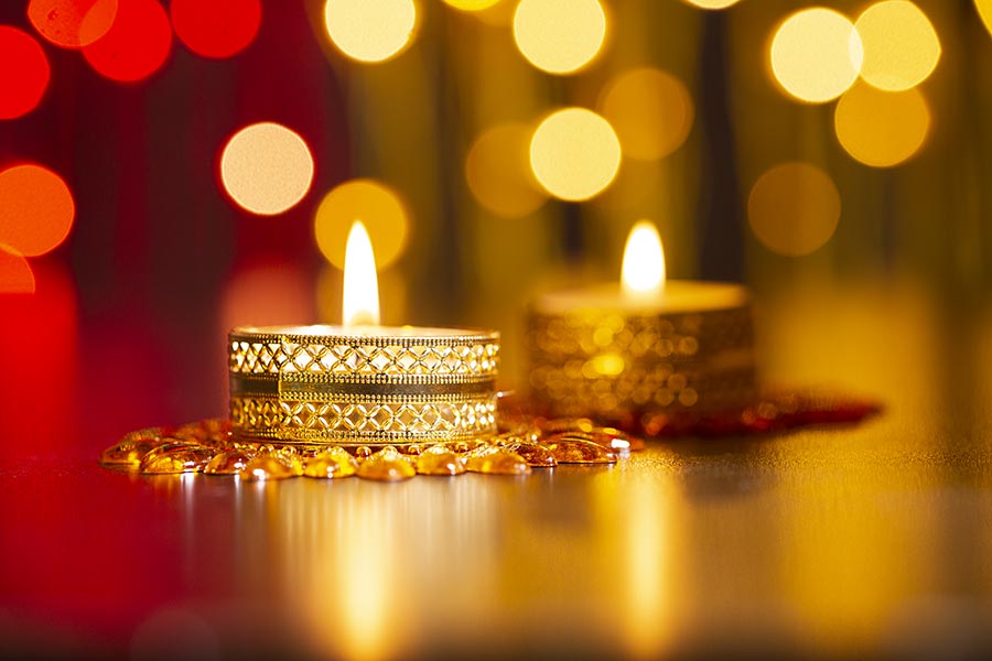 Tea light Candles are burning on Diwali Festival Celebration Inindia