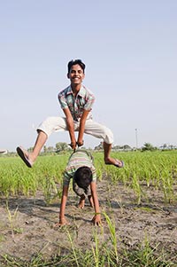 2 People ; Agriculture ; Balance ; Bending ; Boys 